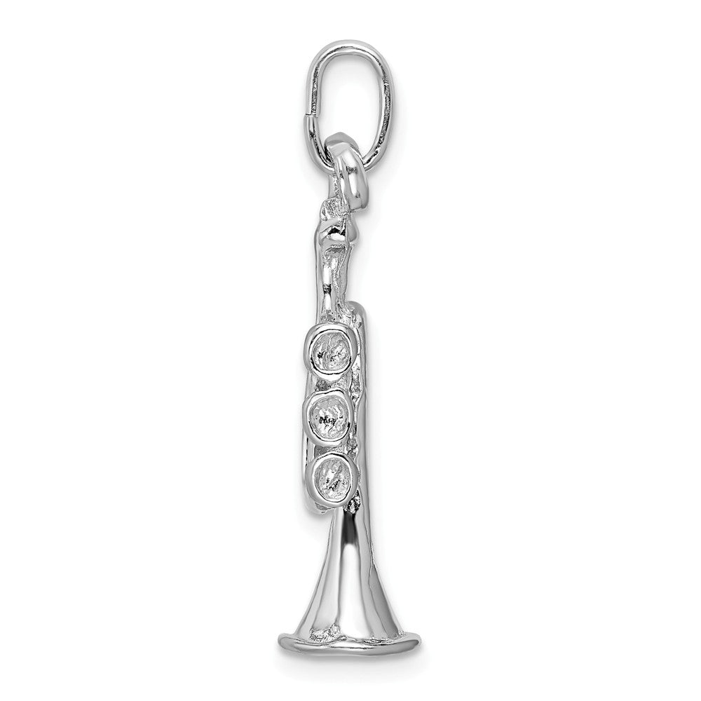 Million Charms 925 Sterling Silver Rhodium-plated Plated Polished Trumpet Charm