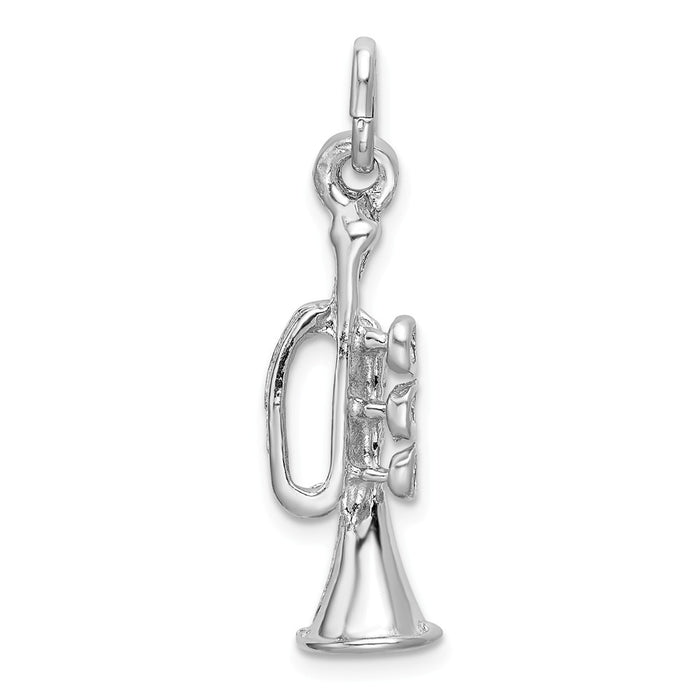 Million Charms 925 Sterling Silver Rhodium-plated Plated Polished Trumpet Charm