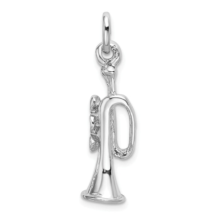 Million Charms 925 Sterling Silver Rhodium-plated Plated Polished Trumpet Charm