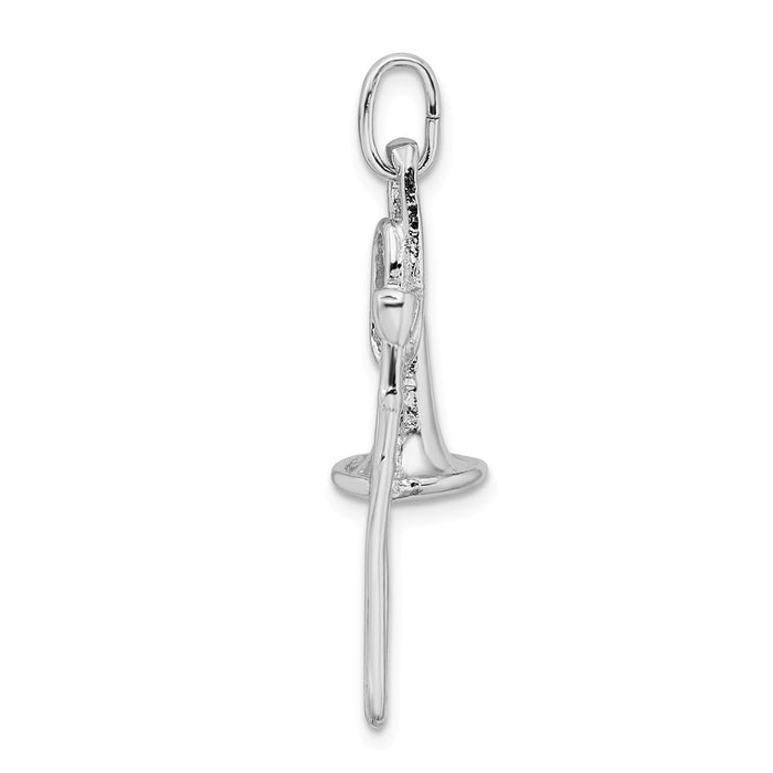 Million Charms 925 Sterling Silver Rhodium-plated Plated Polished Trombone Charm