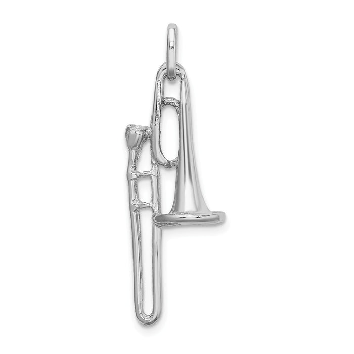 Million Charms 925 Sterling Silver Rhodium-plated Plated Polished Trombone Charm