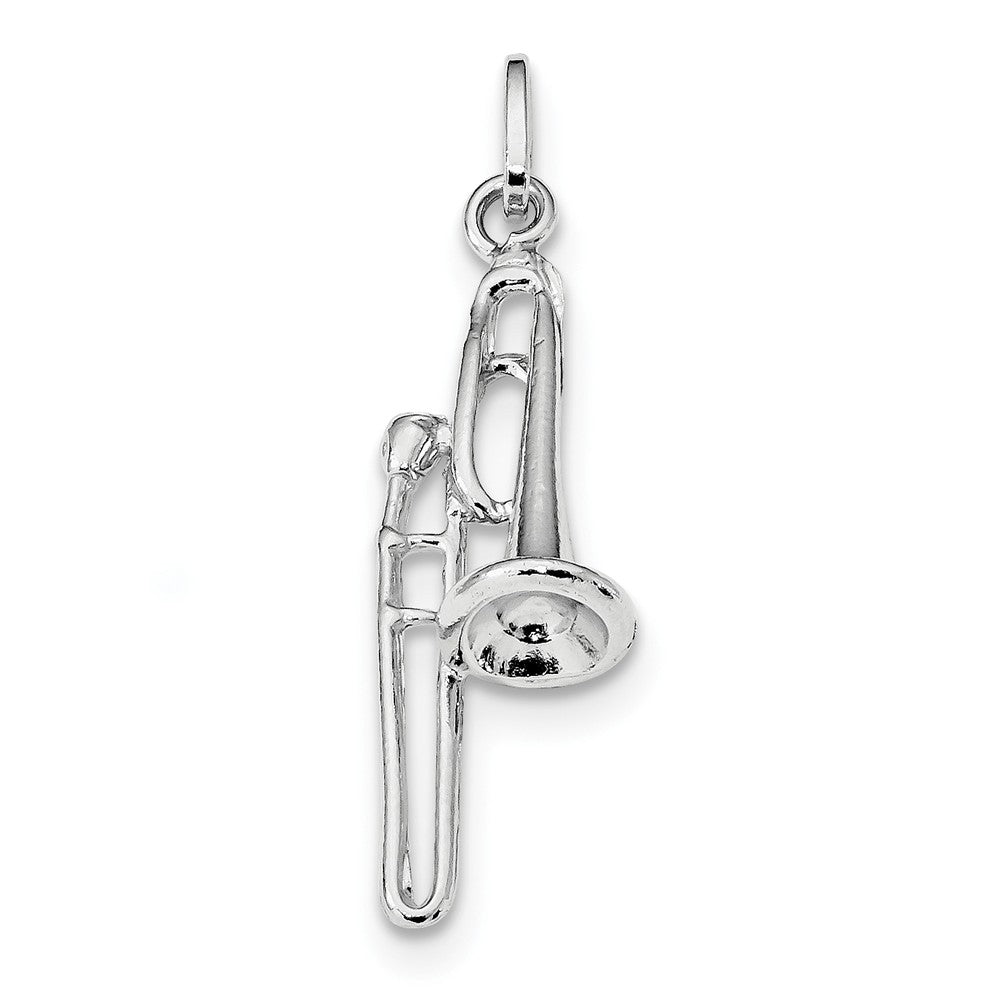 Million Charms 925 Sterling Silver Rhodium-plated Plated Polished Trombone Charm