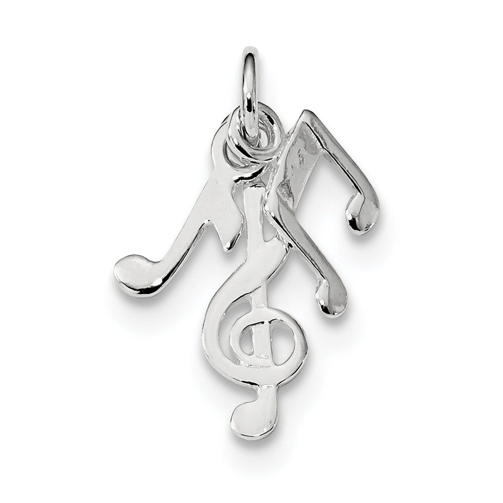 Million Charms 925 Sterling Silver Rhod-Plated Polished Music Notes Charm