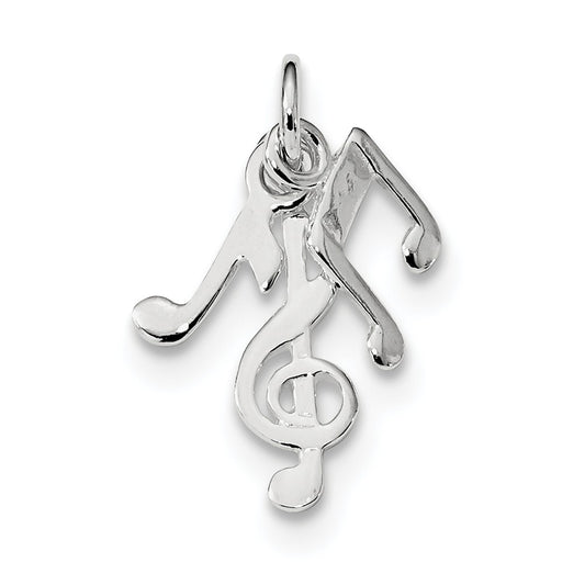 Million Charms 925 Sterling Silver Rhod-Plated Polished Music Notes Charm
