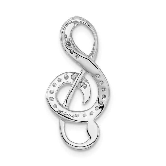 Million Charms 925 Sterling Silver Rhodium-Plated (Cubic Zirconia) CZ Treble Clef Slide