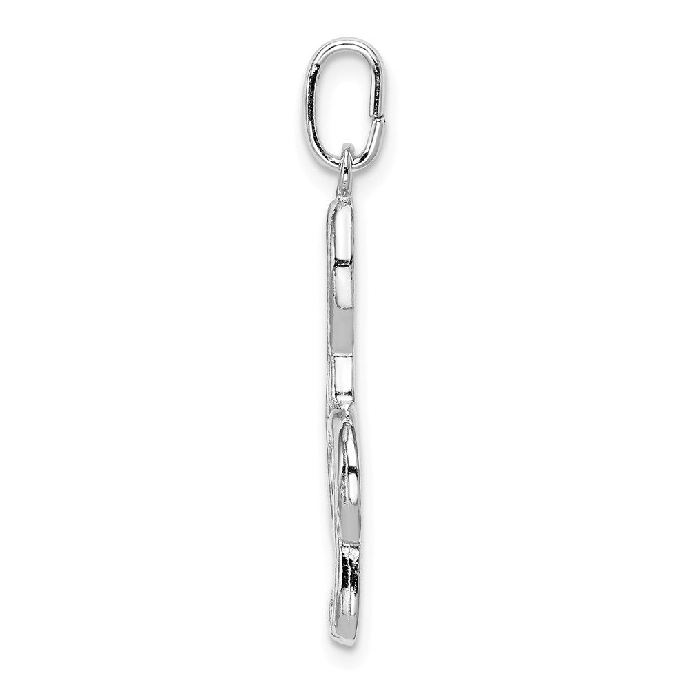 Million Charms 925 Sterling Silver Rhodium-plated Plated Polished Treble Clef Charm