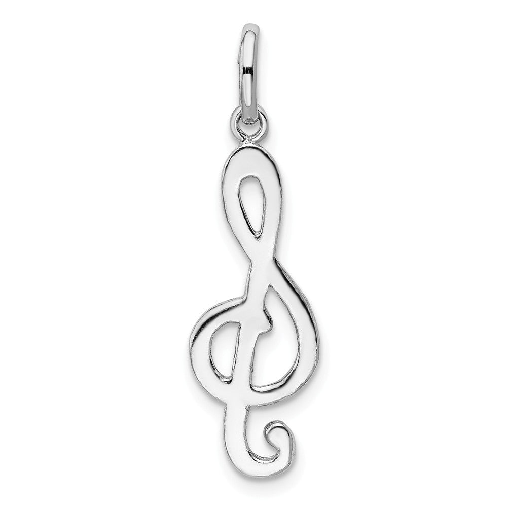 Million Charms 925 Sterling Silver Rhodium-plated Plated Polished Treble Clef Charm