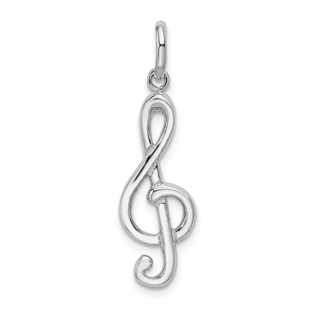 Million Charms 925 Sterling Silver Rhodium-plated Plated Polished Treble Clef Charm