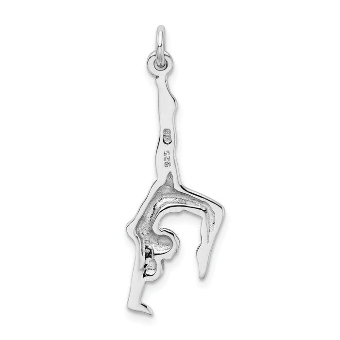 Million Charms 925 Sterling Silver Rhodium-Plated Polished Gymnast Pendant