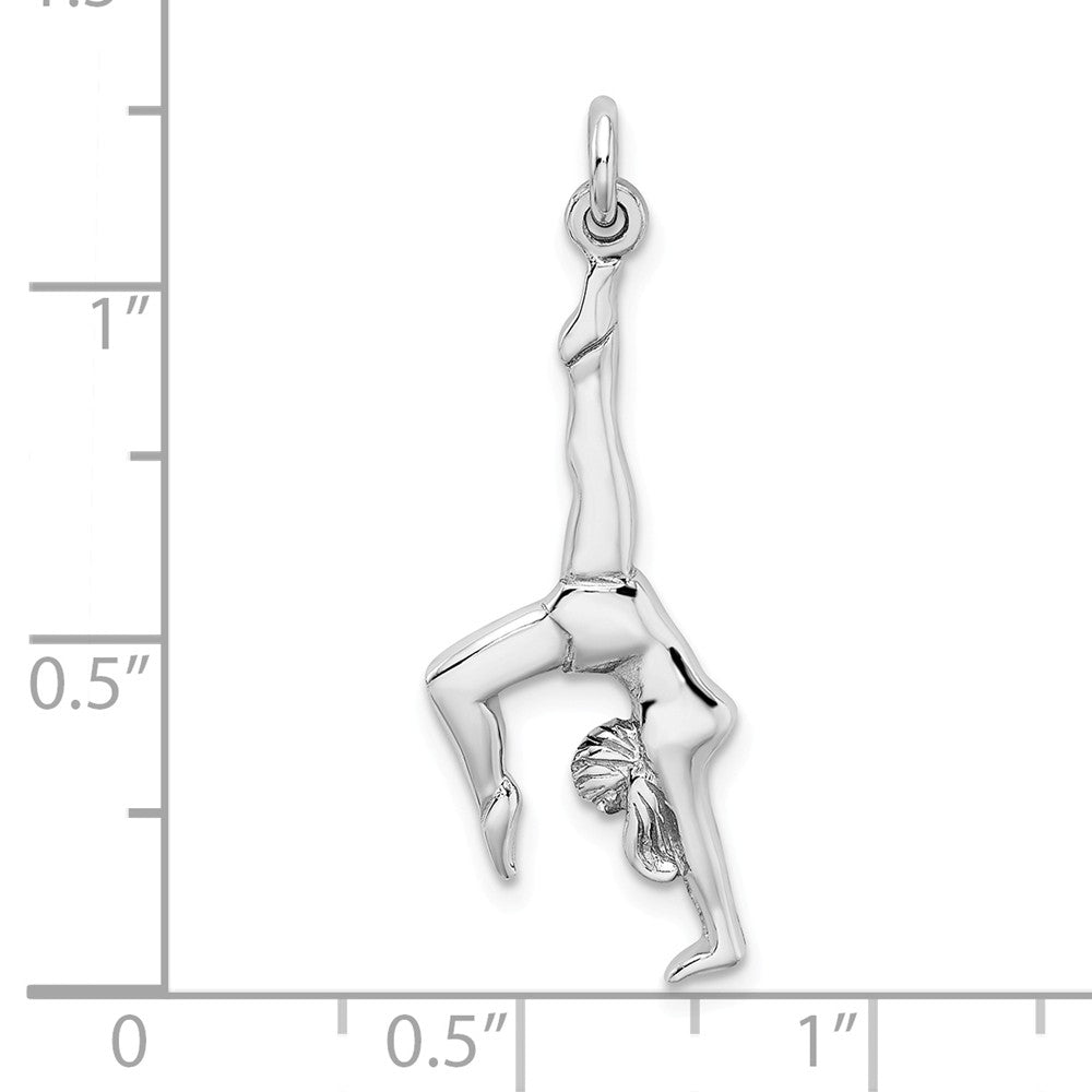 Million Charms 925 Sterling Silver Rhodium-Plated Polished Gymnast Pendant