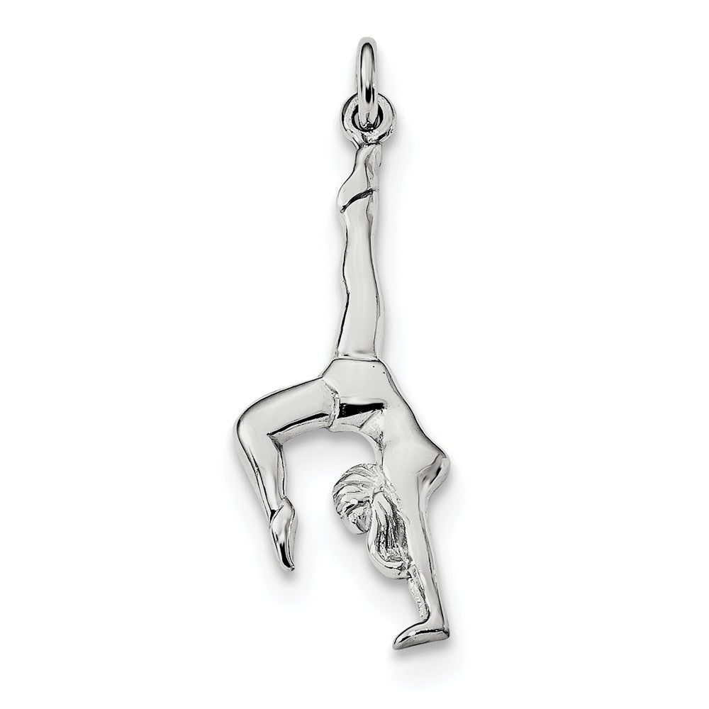 Million Charms 925 Sterling Silver Rhodium-Plated Polished Gymnast Pendant
