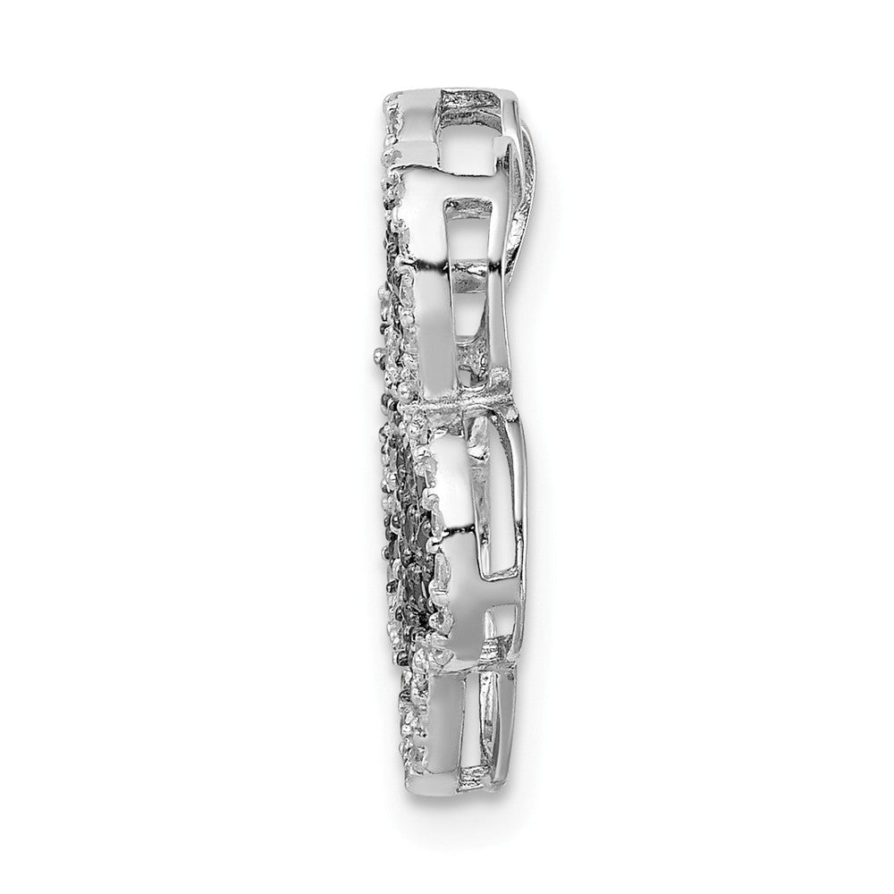 Million Charms 925 Sterling Silver Rhodium-Plated Black/White (Cubic Zirconia) CZ Paw Print Pendant