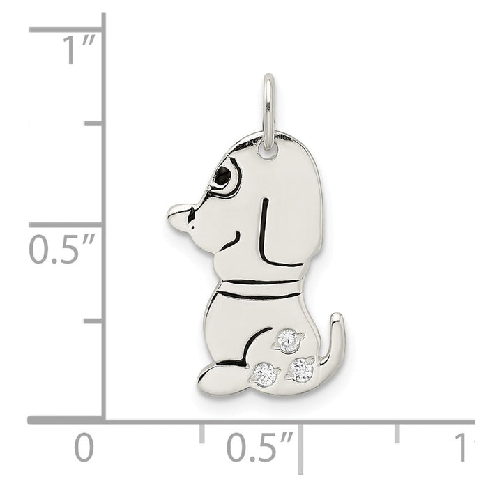 Million Charms 925 Sterling Silver Polished Enameled With (Cubic Zirconia) CZ Dog Charm