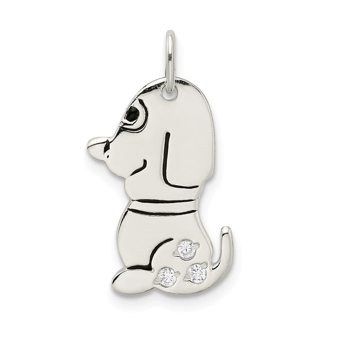 Million Charms 925 Sterling Silver Polished Enameled With (Cubic Zirconia) CZ Dog Charm