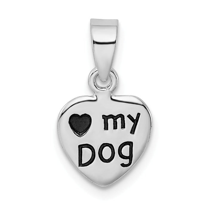 Million Charms 925 Sterling Silver Rhodium-Plated Antiqued Love My Dog Pendant