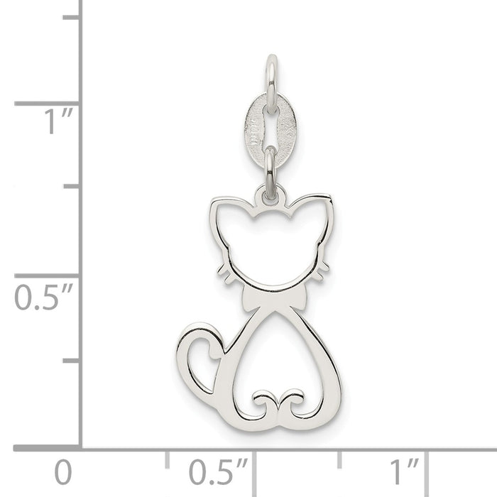 Million Charms 925 Sterling Silver Polished Cat Charm