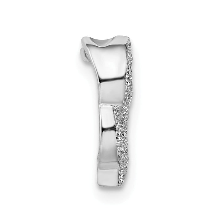 Million Charms 925 Sterling Silver Rhodium-Plated (Cubic Zirconia) CZ Elephant Slide Pendant