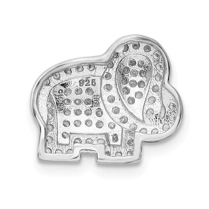 Million Charms 925 Sterling Silver Rhodium-Plated (Cubic Zirconia) CZ Elephant Slide Pendant