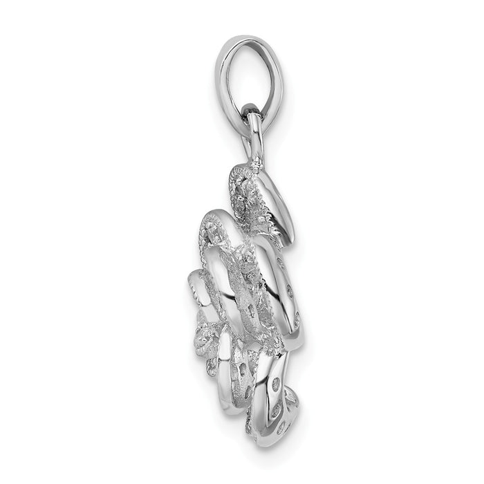 Million Charms 925 Sterling Silver Rhodium-Plated (Cubic Zirconia) CZ Flower Pendant