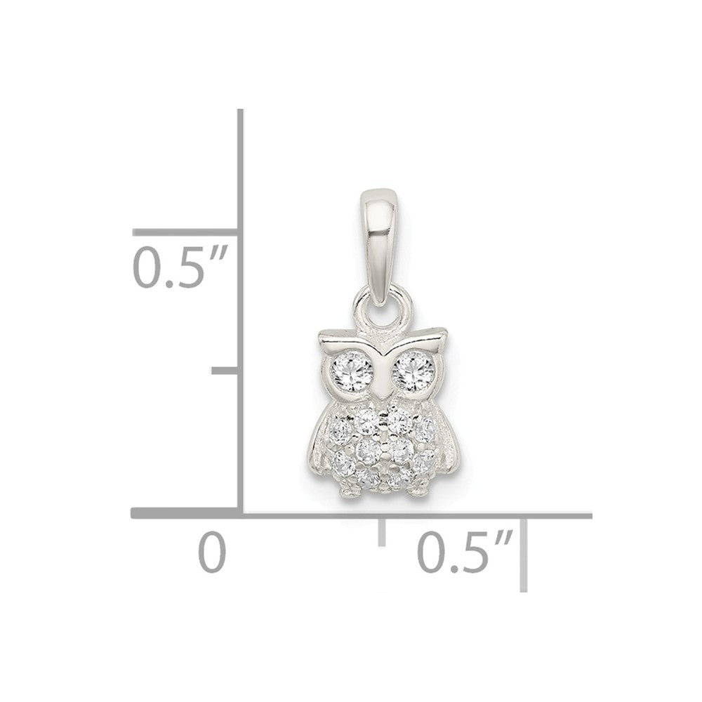 Million Charms 925 Sterling Silver (Cubic Zirconia) CZ Owl Pendant
