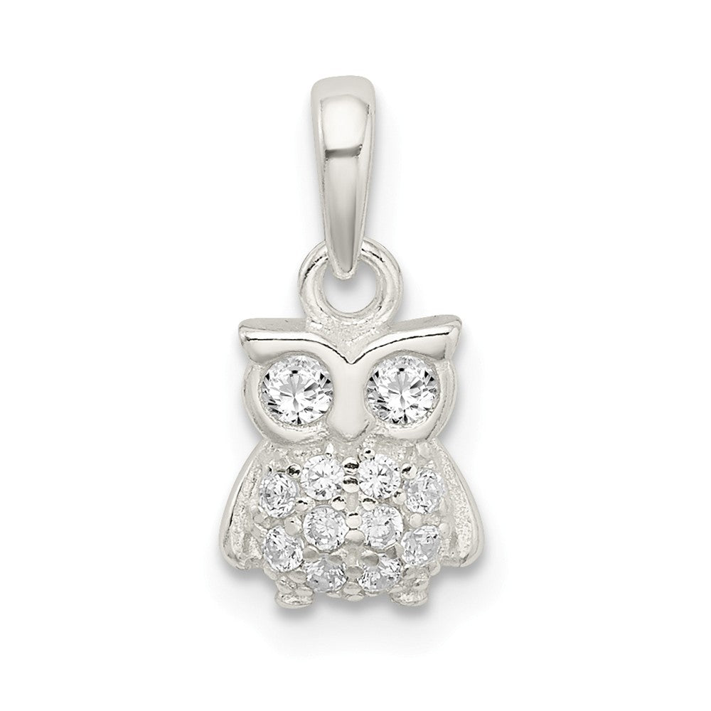 Million Charms 925 Sterling Silver (Cubic Zirconia) CZ Owl Pendant
