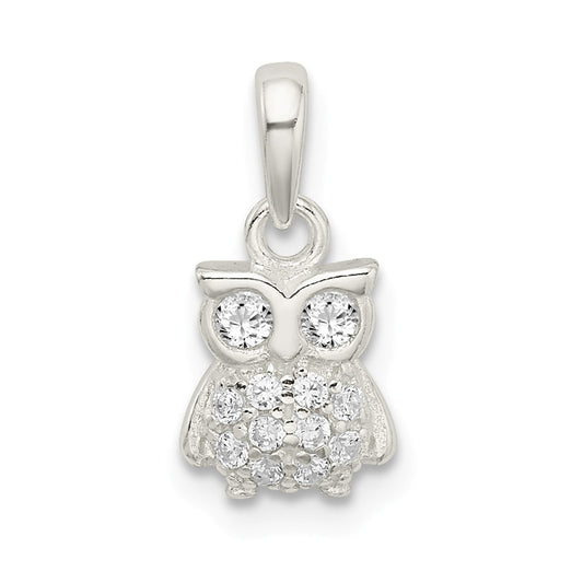 Million Charms 925 Sterling Silver (Cubic Zirconia) CZ Owl Pendant