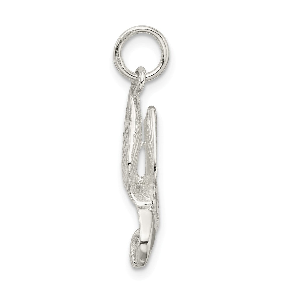 Million Charms 925 Sterling Silver Polished, Diamond-Cut Eagle Pendant