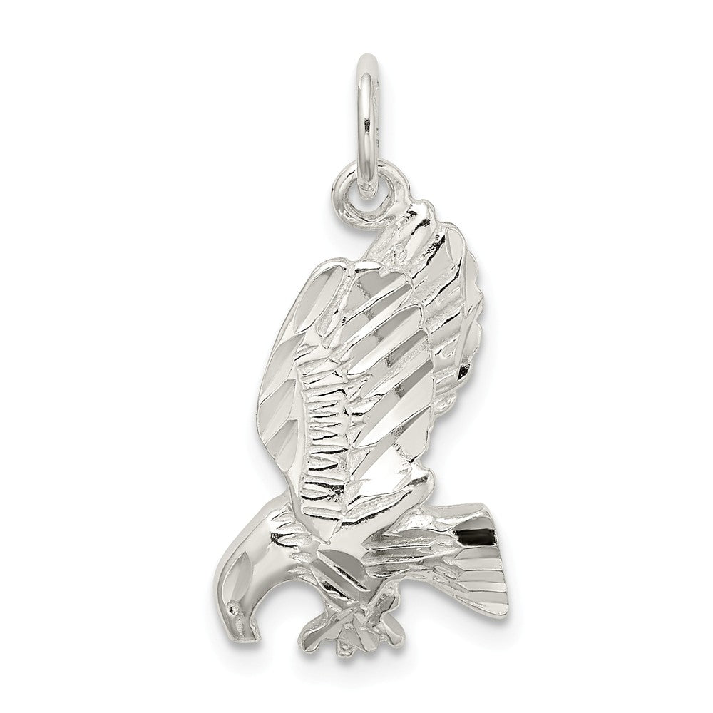 Million Charms 925 Sterling Silver Polished, Diamond-Cut Eagle Pendant