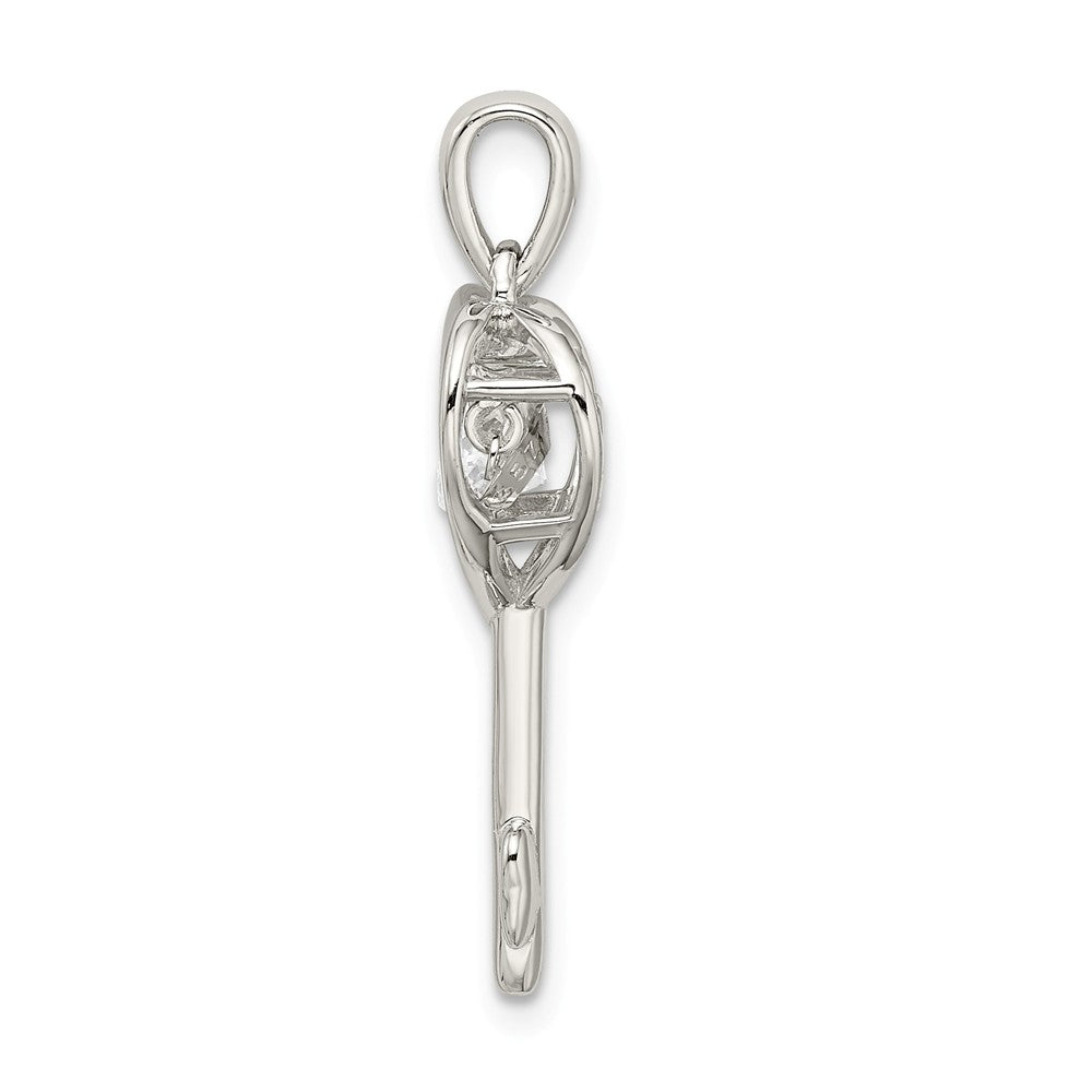 Million Charms 925 Sterling Silver Platinum Plated Vibrant Swar Zirconia Heart Key Pendant