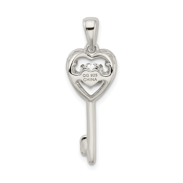 Million Charms 925 Sterling Silver Platinum Plated Vibrant Swar Zirconia Heart Key Pendant