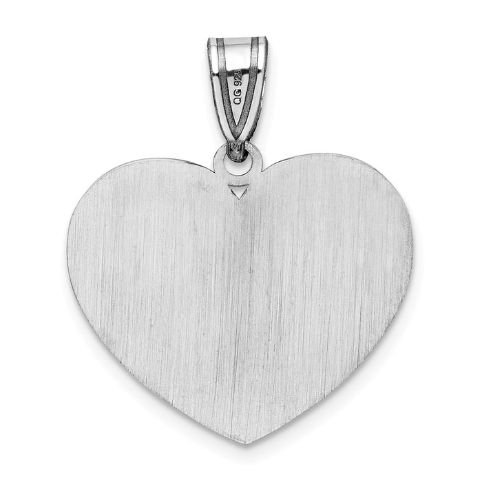 Million Charms 925 Sterling Silver Rhod-Plated Enameled Autism Heart Pendant