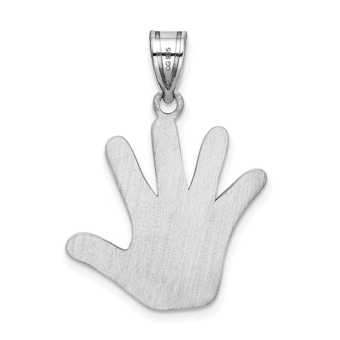 Million Charms 925 Sterling Silver Rhod-Plate Enamel Autism Handprint Pendant