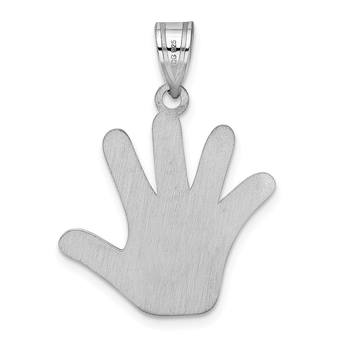 Million Charms 925 Sterling Silver Rhod-Plate Enamel Autism With Heart Handprint Pendant