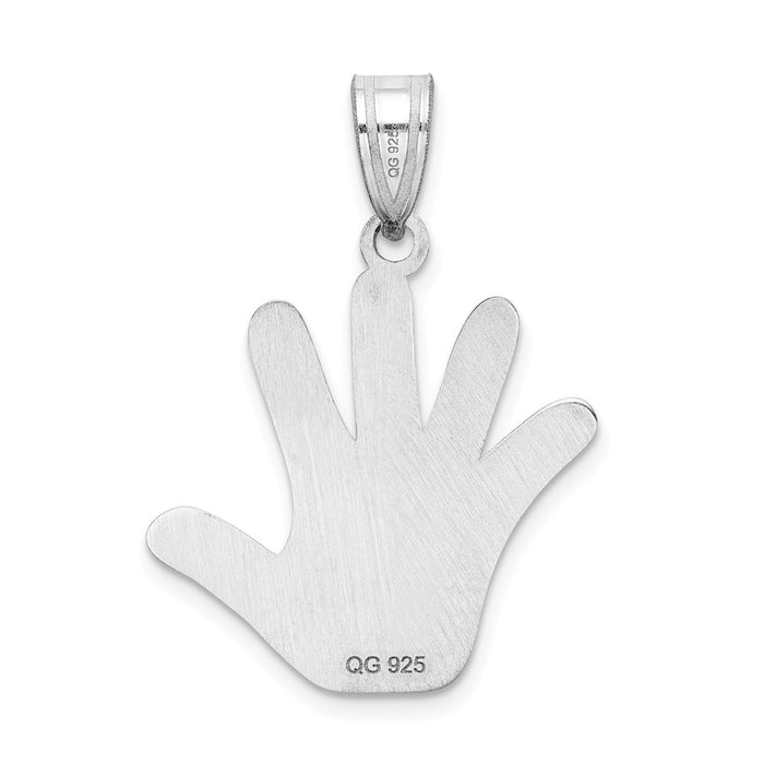 Million Charms 925 Sterling Silver Rhod-Plate Enamel Autism With Puzzle Piece Handprint Pendant