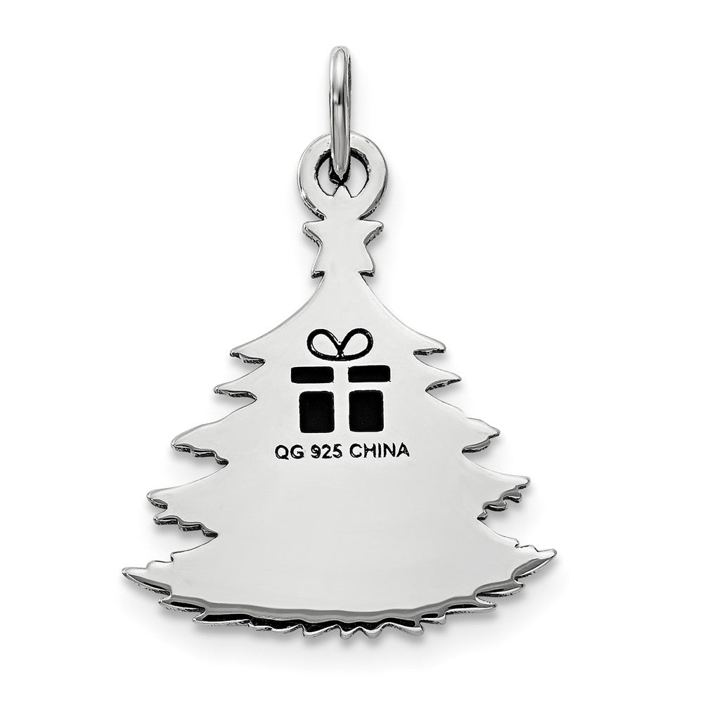 Million Charms 925 Sterling Silver Polished Green Enameled Christmas Tree Pendant