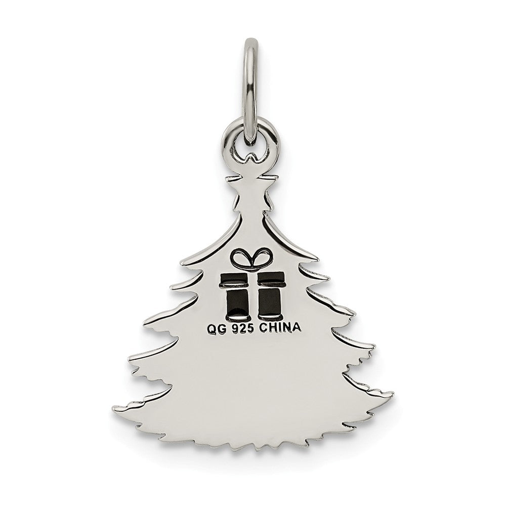 Million Charms 925 Sterling Silver Polished Green Enameled Christmas Tree Pendant