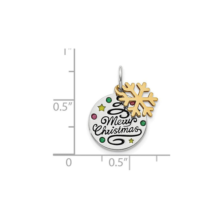 Million Charms 925 Sterling Silver Gold Themed Tone Enamel Swarovski Zirconia Christmas Pendant