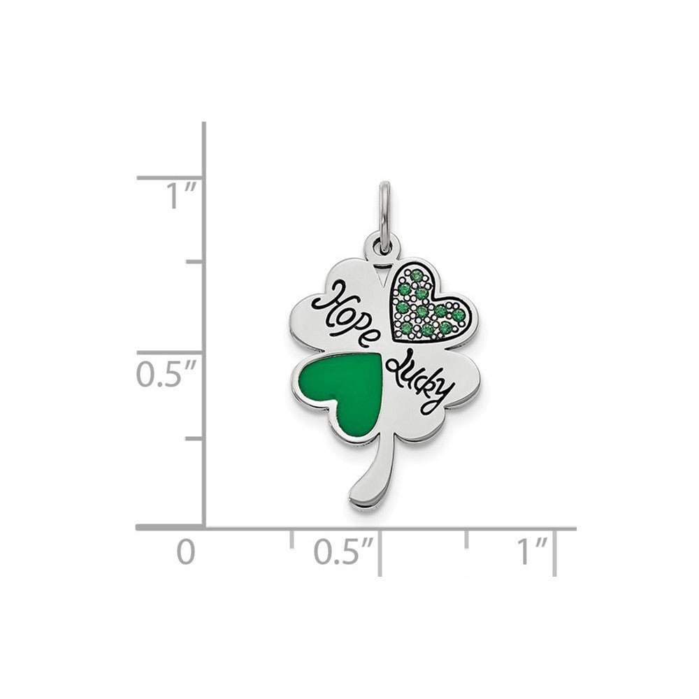 Million Charms 925 Sterling Silver Polish Enamel Hope Luck Swarovski Zirconia Lucky Clover  Pendant