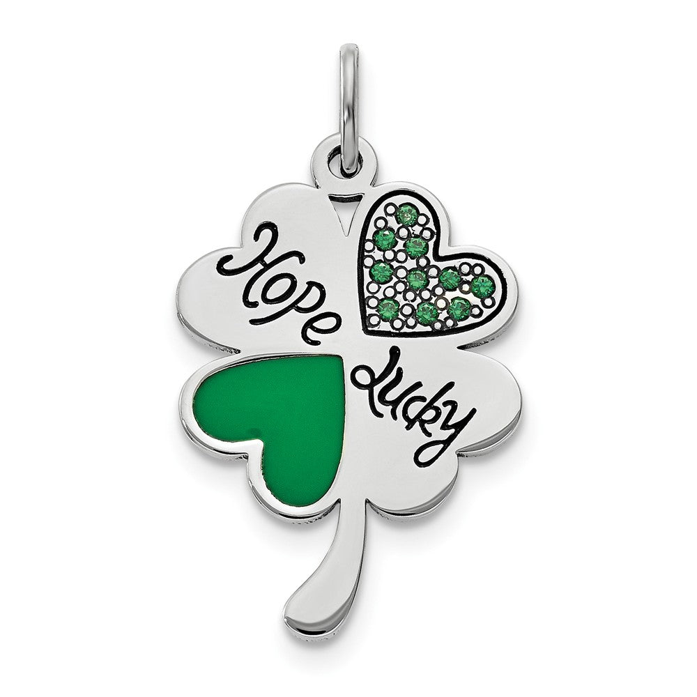 Million Charms 925 Sterling Silver Polish Enamel Hope Luck Swarovski Zirconia Lucky Clover  Pendant