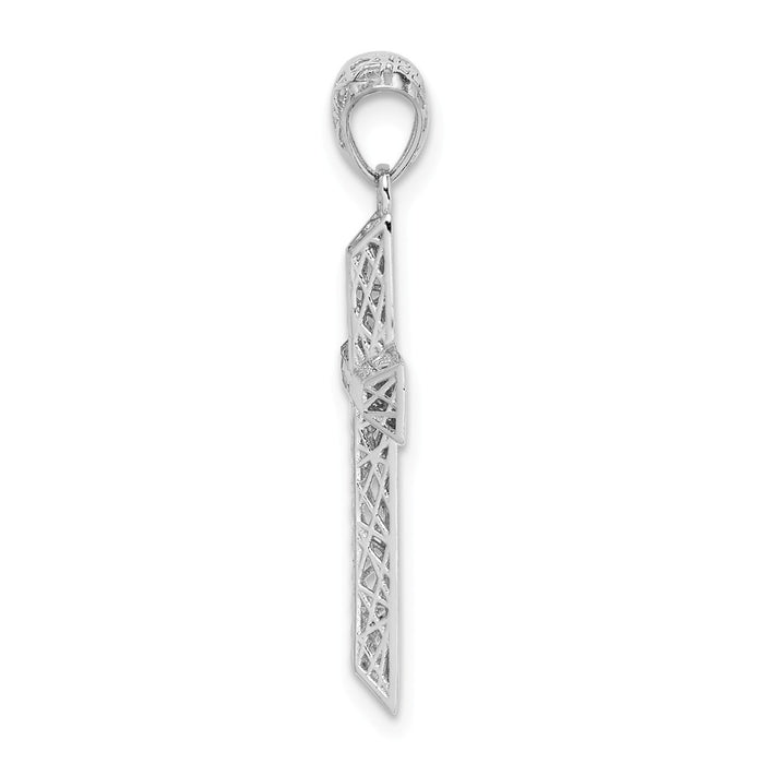 Million Charms 925 Sterling Silver Rhodium-Plated Polished Diamond-Cut Relgious Cross Pendant