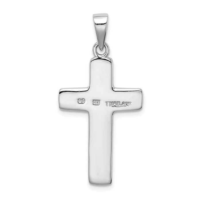 Million Charms 925 Sterling Silver Rhodium-Plated Relgious Cross Pendant