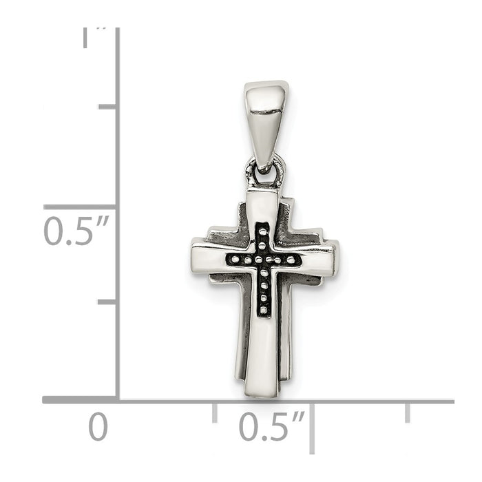 Million Charms 925 Sterling Silver Antiqued Relgious Cross Pendant