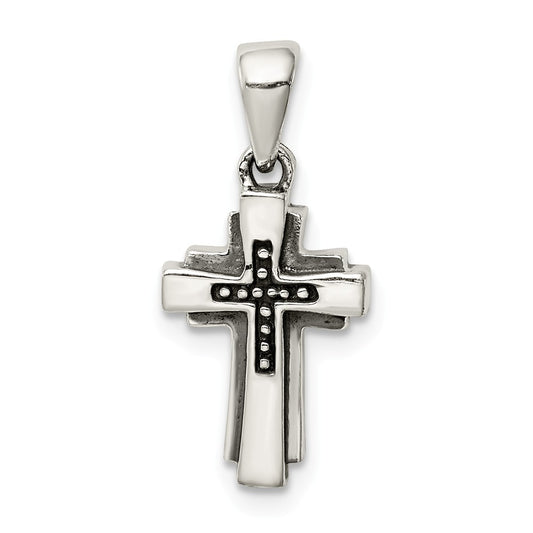 Million Charms 925 Sterling Silver Antiqued Relgious Cross Pendant