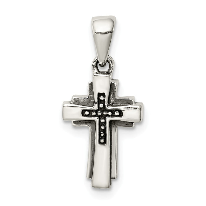 Million Charms 925 Sterling Silver Antiqued Relgious Cross Pendant