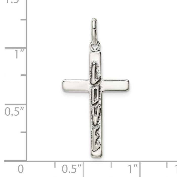 Million Charms 925 Sterling Silver Antiqued Love Relgious Cross Pendant