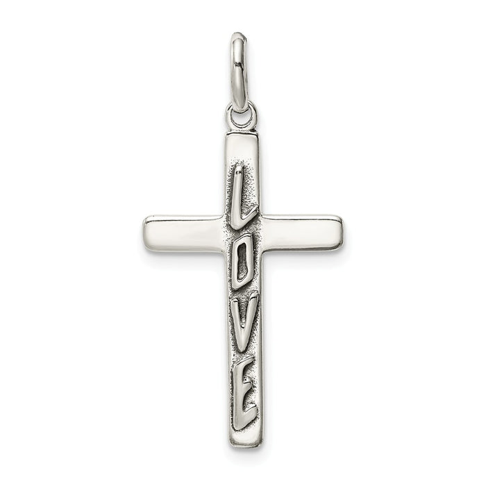 Million Charms 925 Sterling Silver Antiqued Love Relgious Cross Pendant