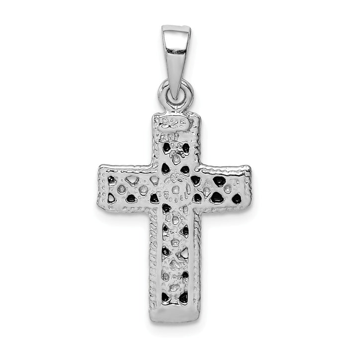 Million Charms 925 Sterling Silver Rhodium-Plated & Antiqued Relgious Cross Pendant