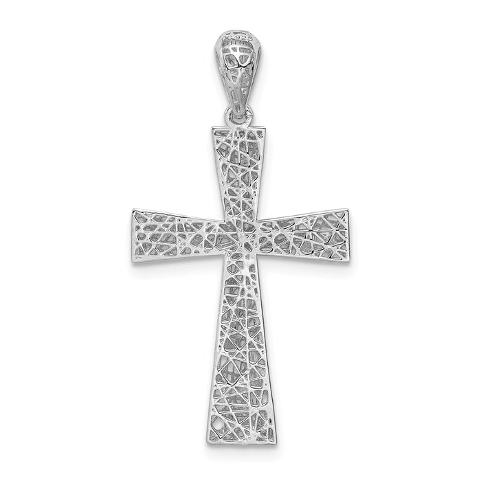 Million Charms 925 Sterling Silver Rhodium-Plated Relgious Cross Pendant