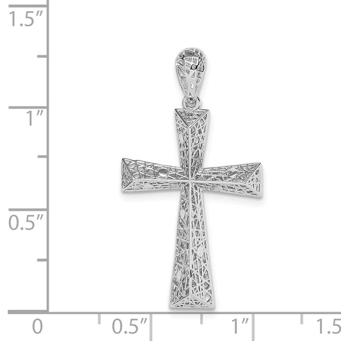 Million Charms 925 Sterling Silver Rhodium-Plated Relgious Cross Pendant