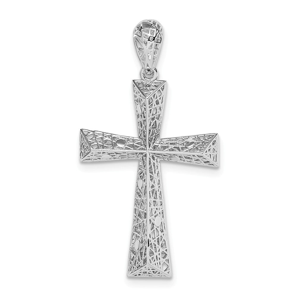 Million Charms 925 Sterling Silver Rhodium-Plated Relgious Cross Pendant